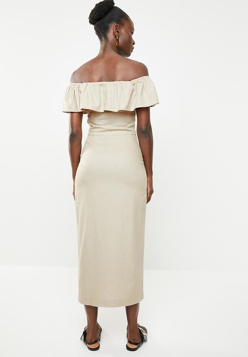 edit - Bardot linen blend dress - beige 