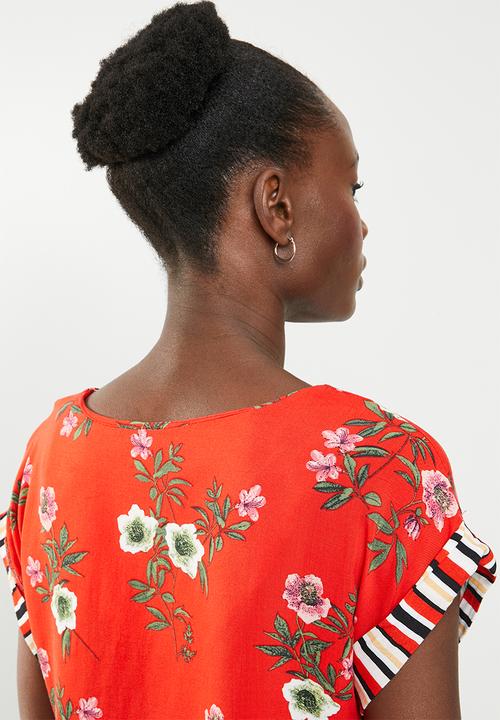 edit - V-neck side tie blouse - multi