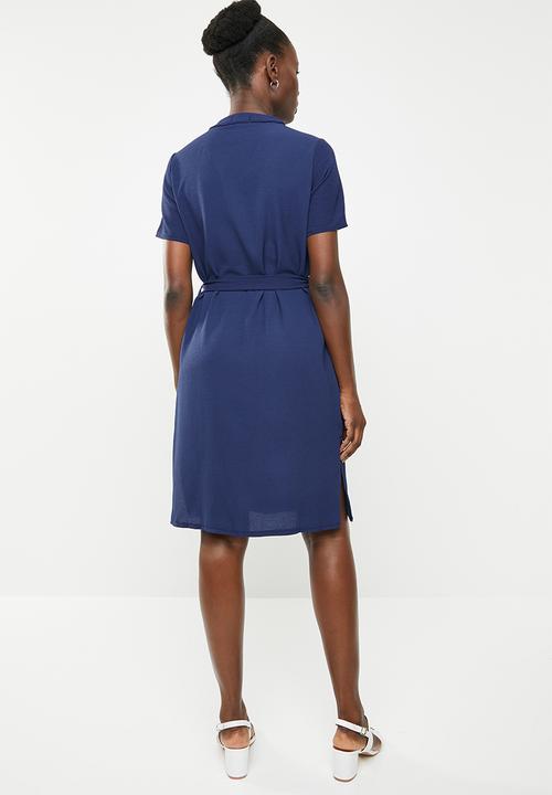 edit - Button-down shirt dress - navy