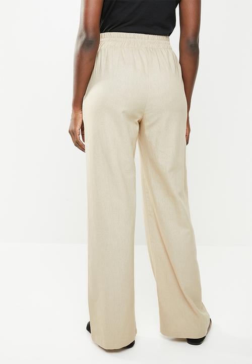 edit - Linen blend pants with drawcord - beige