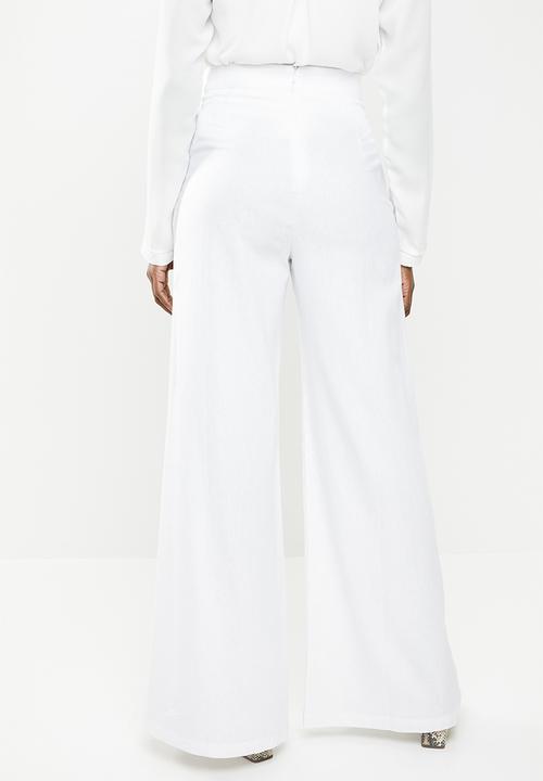 edit - Linen blend wide leg pants - white