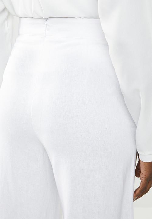 edit - Linen blend wide leg pants - white