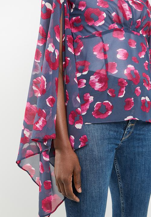 edit - V-neck batwing blouse - multi