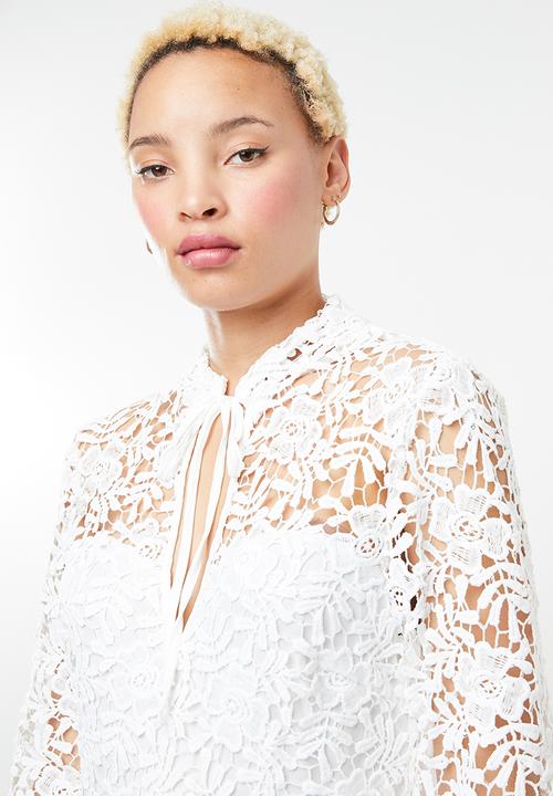 Missguided - Crochet layered dress - white