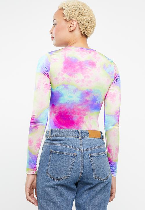 Missguided - Tie dye v neck bodysuit - multi