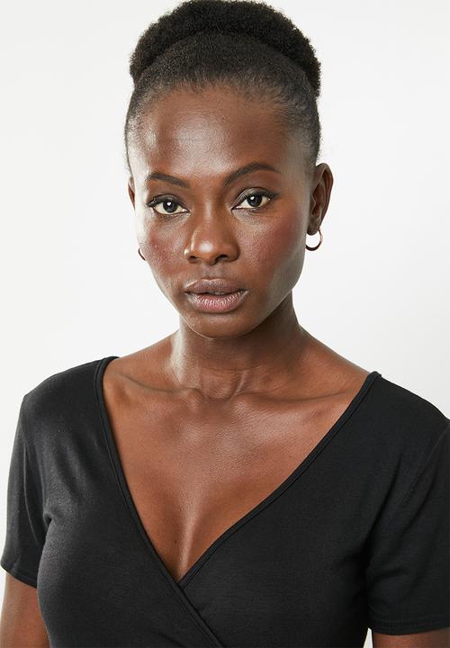 edit - Peplum short sleeve top - black