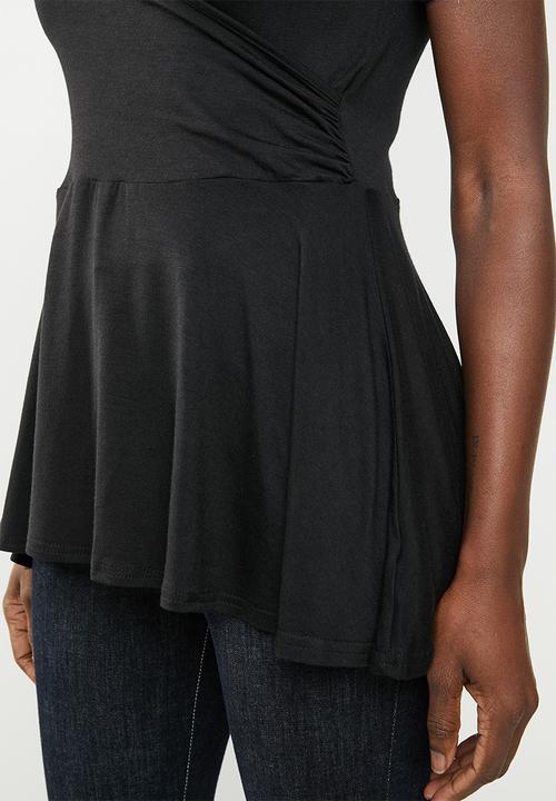 edit - Peplum short sleeve top - black