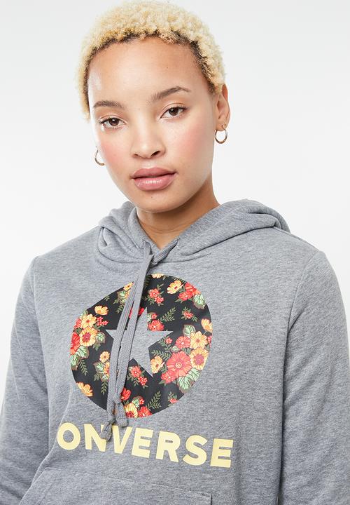 Converse - In bloom print hoodie - grey