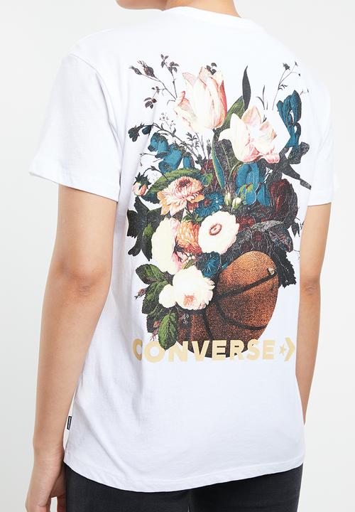 Converse - Converse floral basketball relaxed tee - white