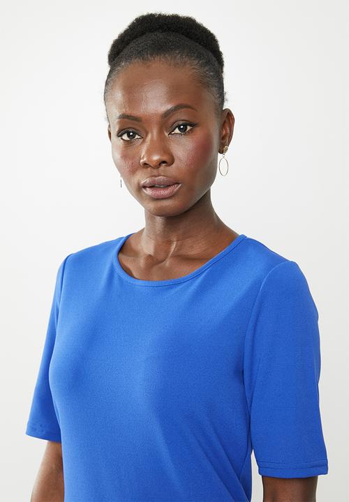 edit - Short sleeve pencil dress - blue