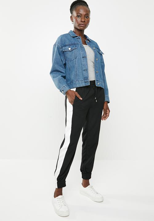 edit - Stripe jogger pants - black & white