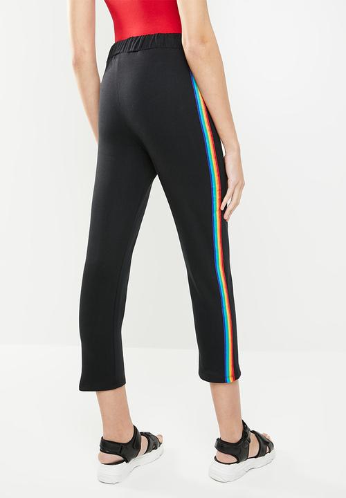 c(inch) - Rainbow stripe pants - black