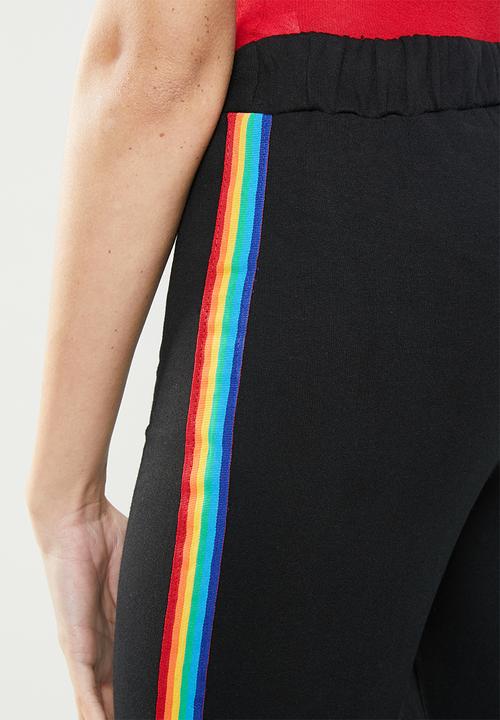 c(inch) - Rainbow stripe pants - black