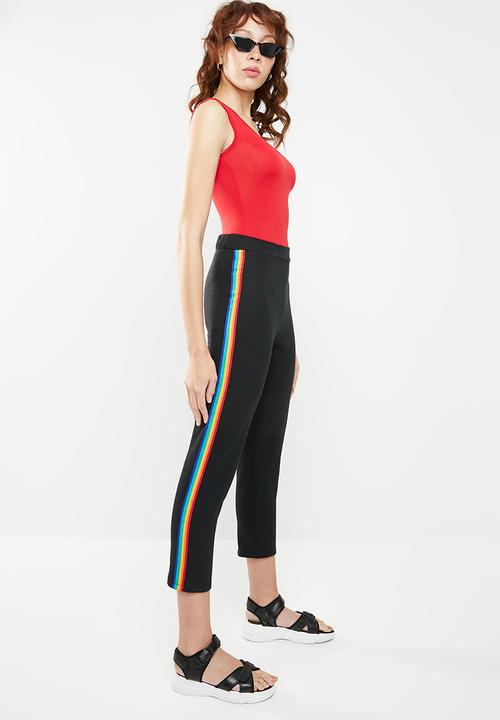 c(inch) - Rainbow stripe pants - black