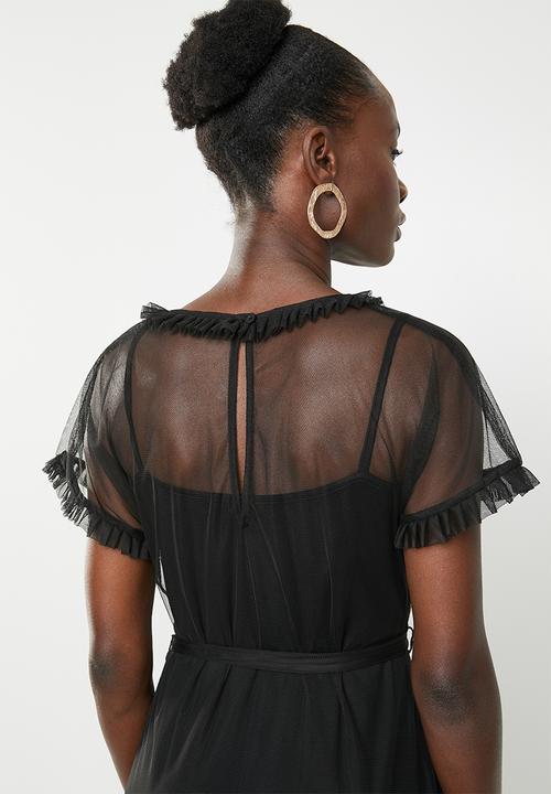 AMANDA LAIRD CHERRY - Phateka sheer maxi dress - black