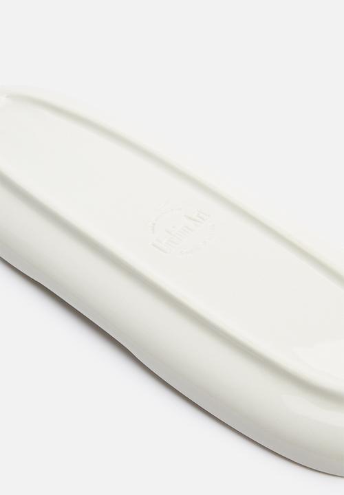 Urchin Art - Oblong splash trinket tray - white & black