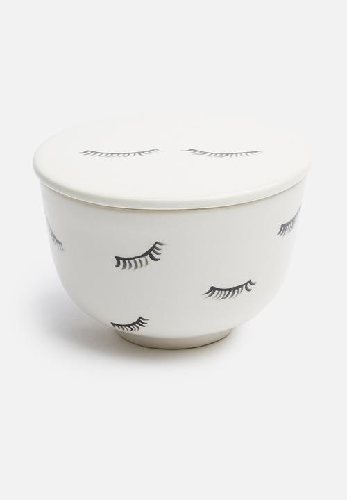 Urchin Art - Lashes candle canister - white & black