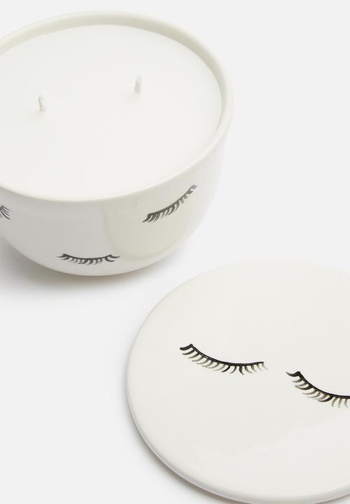 Urchin Art - Lashes candle canister - white & black