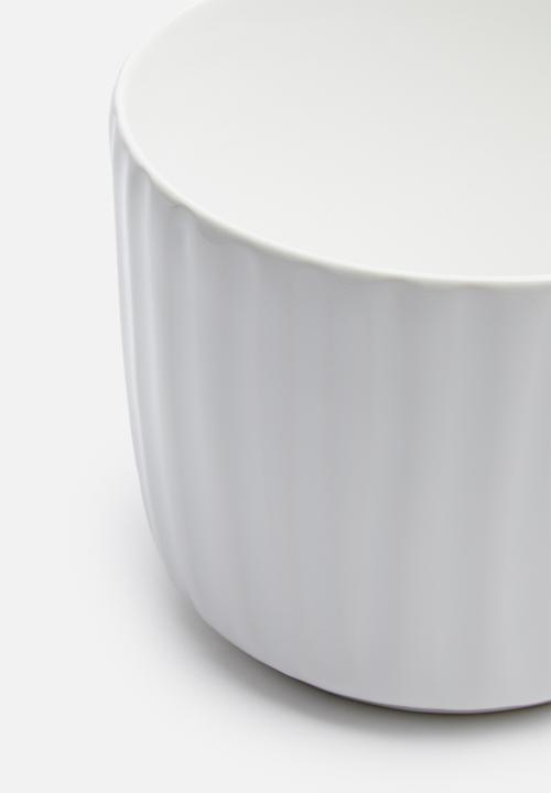 Urchin Art - Lines coco pot - white