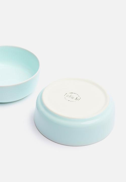 Urchin Art - Dewey bowl plate set of 2 - blue
