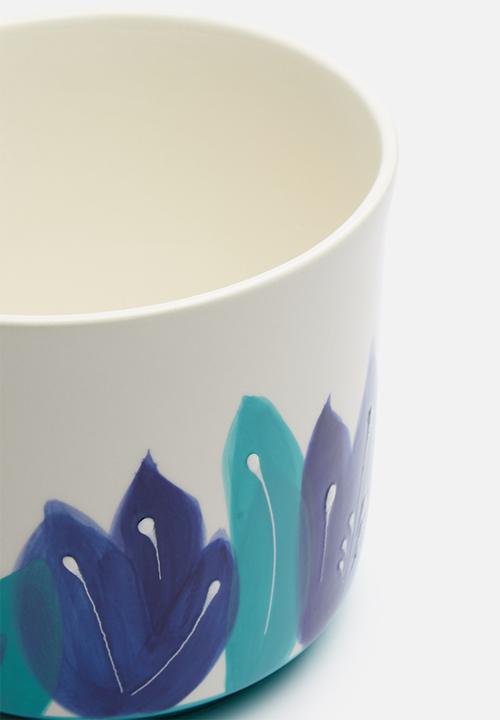 Urchin Art - Borneo outdoor planter - blue & white