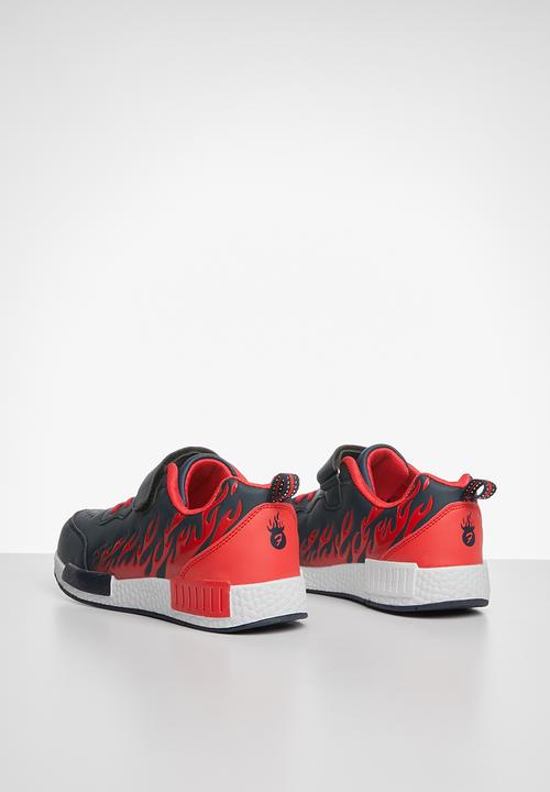 Pop Candy - Flames velcro strap sneaker - navy & red