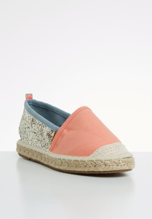 ONLY - Eva glitter espadrillos - peach & silver