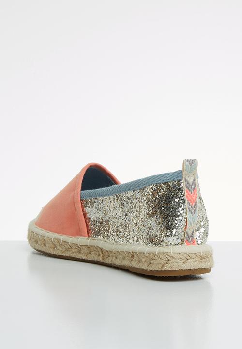 ONLY - Eva glitter espadrillos - peach & silver