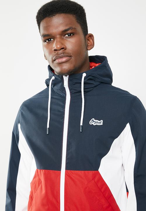 Jack & Jones - Halrow blocking jacket - navy & red