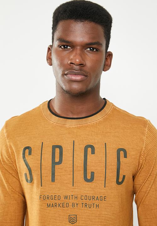S.P.C.C - Shadow stripe logo tee - mustard