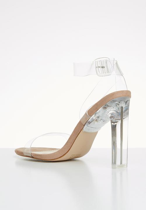 Public Desire - Faux suede transparent heel sandal - neutral