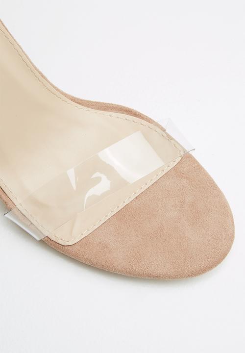 Public Desire - Faux suede transparent heel sandal - neutral