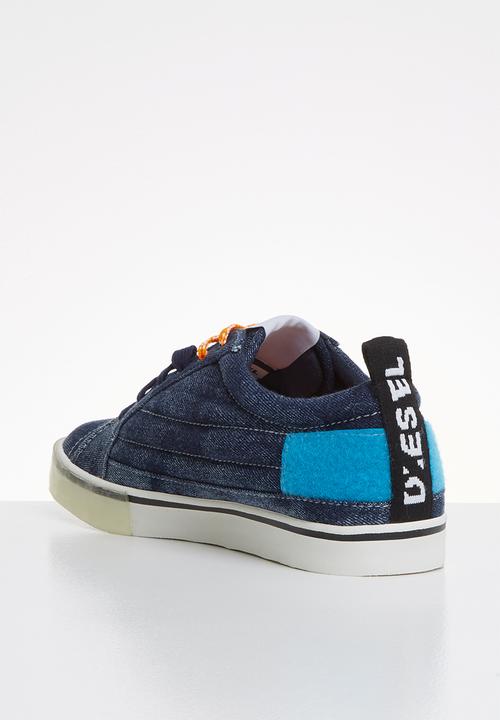 Diesel  - D-velows low patch - indigo & light blue fluo