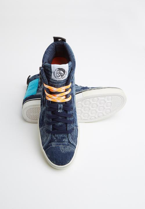 Diesel  - D-velows mid patch - indigo & light blue fluo
