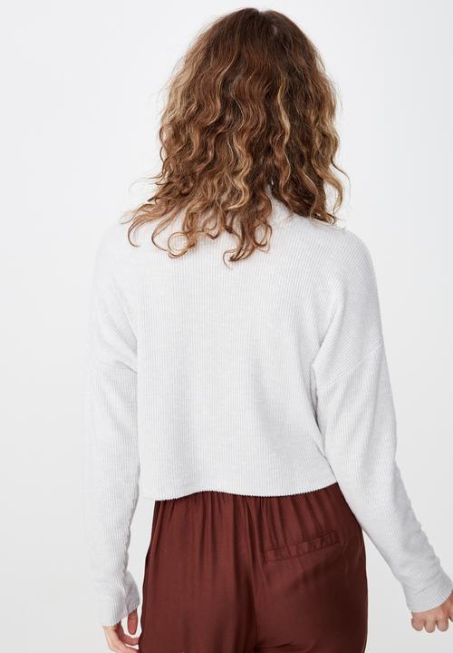 Cotton On - Jasper mock neck textured long sleeve top  - grey