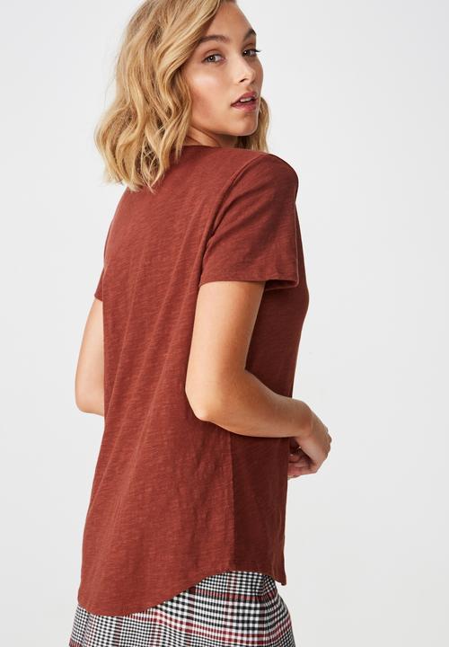 Cotton On - The deep v tee  - brown