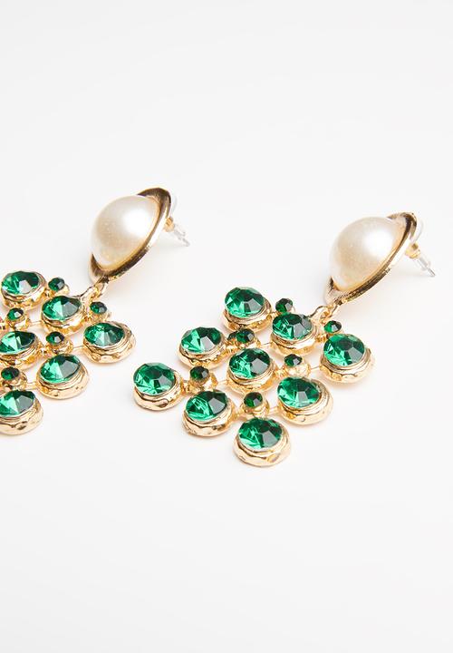 Superbalist - Pendant earrings - green & gold