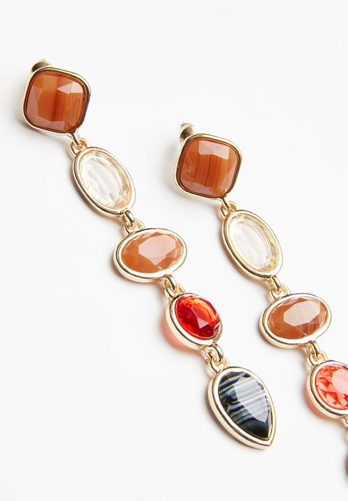 Superbalist - Multi stone drop earrings - multi
