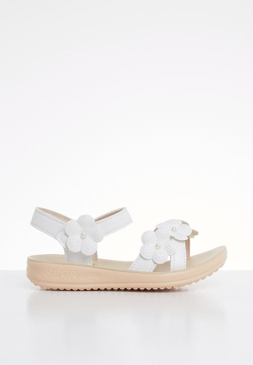 Pop Candy - Flower  detailed sandal - white