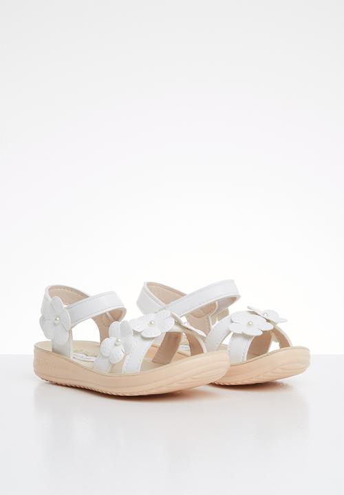 Pop Candy - Flower  detailed sandal - white