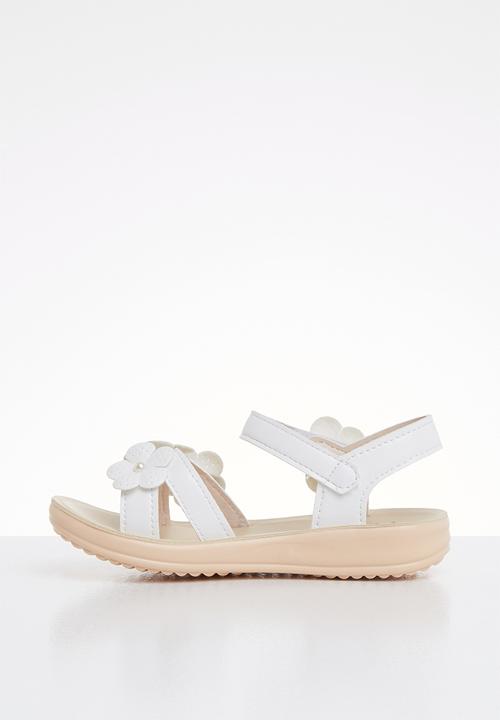 Pop Candy - Flower  detailed sandal - white