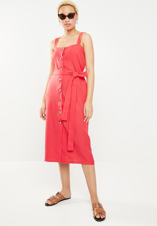 STYLE REPUBLIC - Midi front button dress - red