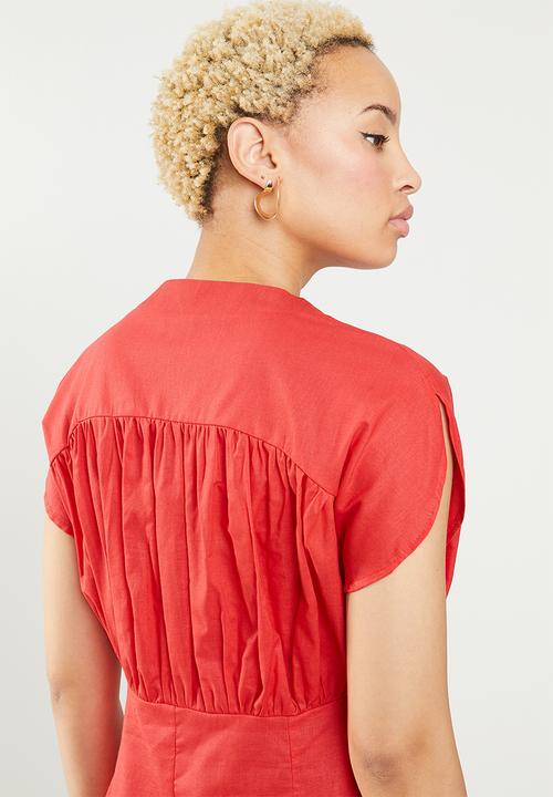 c(inch) - Front button mini dress - red