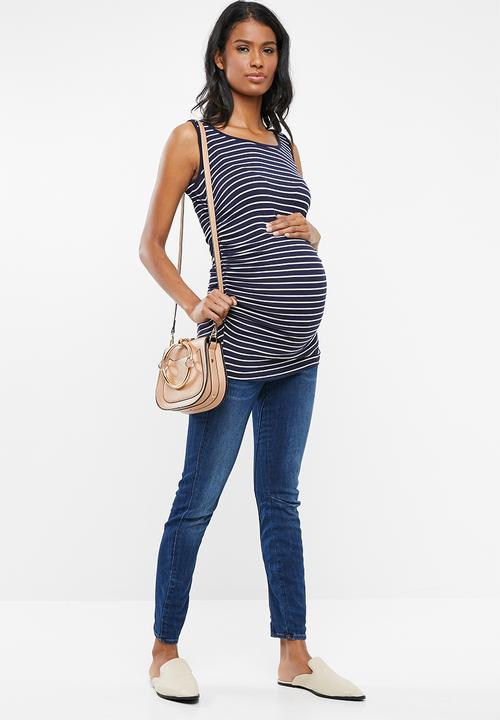 Cherry Melon - Tank top with side detail - navy & white