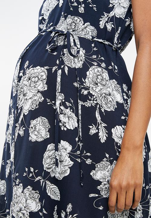 Cherry Melon - Sleeveless shirt dress - navy & white 