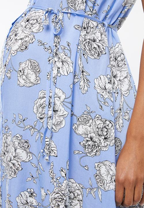 Cherry Melon - Maternity Sleeveless shirt dress - blue & white 