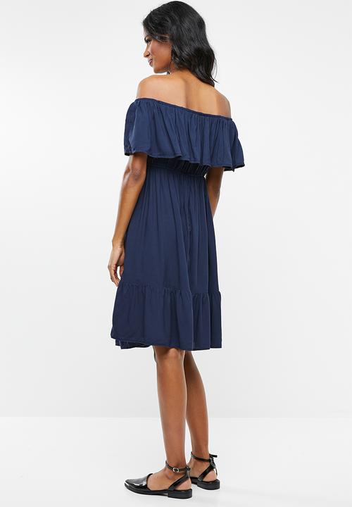 edit Maternity - Bardot frill dress - navy