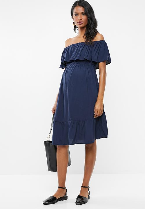 edit Maternity - Bardot frill dress - navy