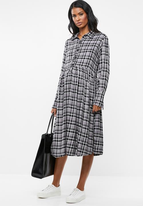 edit Maternity - Button down shirt dress - black & white 