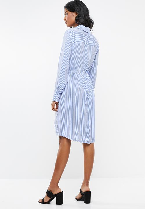 edit Maternity - Twist front maternity shirt dress - blue & white 